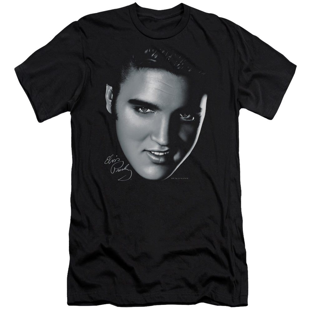 AN OFFCIALLY LICENSED ELVIS PRESLEY BIG FACE MEN'S PREMIUM SLIM FIT T-SHIRT BLACK