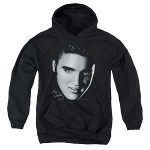 AN OFFCIALLY LICENSED ELVIS PRESLEY BIG FACE YOUTH HOODIE BLACK