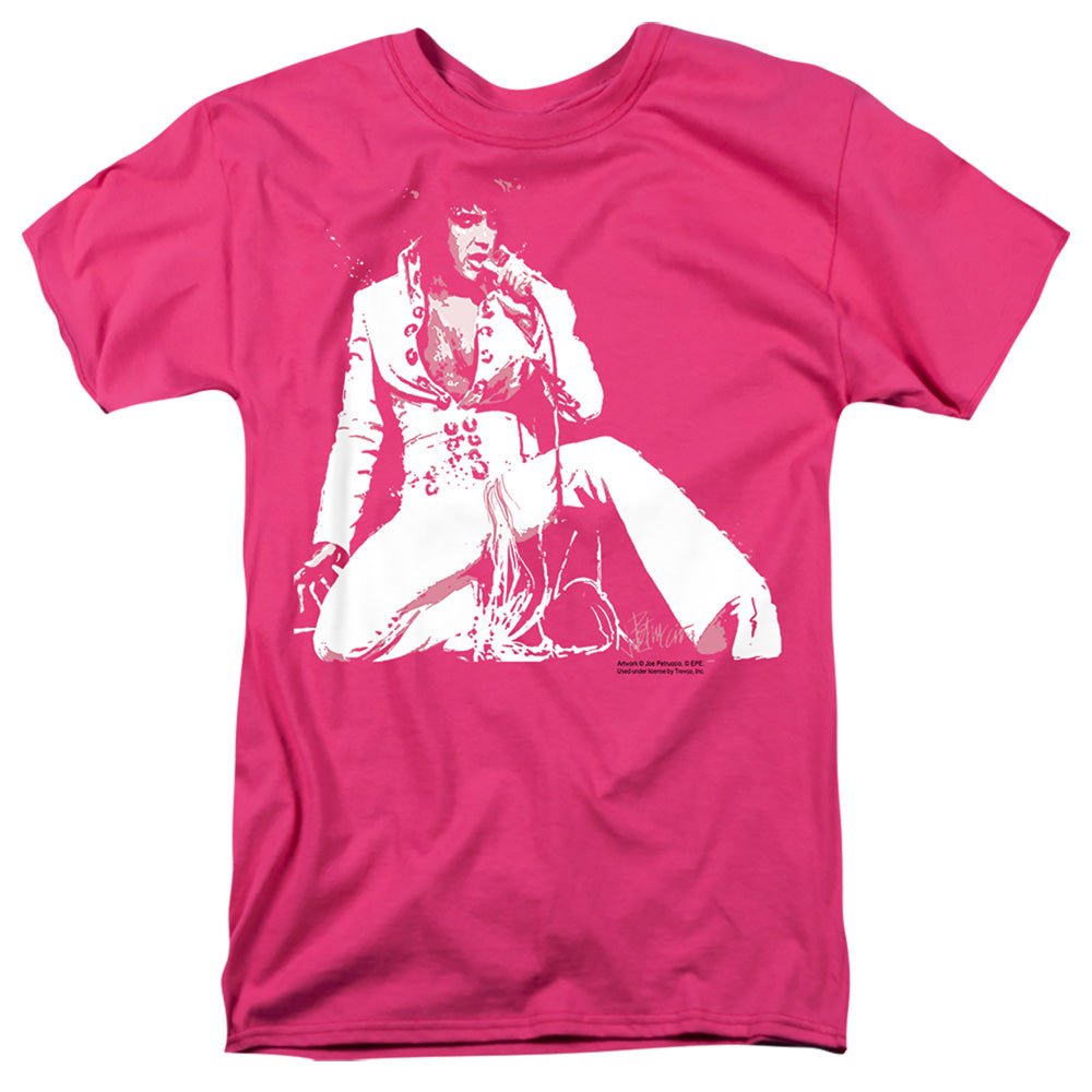 AN OFFCIALLY LICENSED ELVIS PRESLEY PLEASE LOVE ME MEN'S REGULAR FIT T-SHIRT HOT PINK