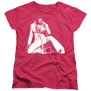 AN OFFCIALLY LICENSED ELVIS PRESLEY PLEASE LOVE ME WOMEN'S REGULAR FIT T-SHIRT HOT PINK
