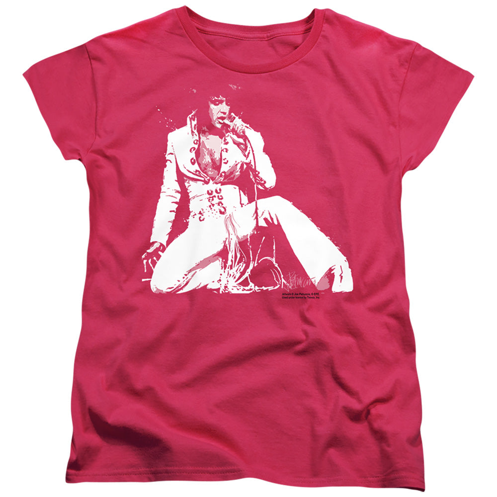 AN OFFCIALLY LICENSED ELVIS PRESLEY PLEASE LOVE ME WOMEN'S REGULAR FIT T-SHIRT HOT PINK