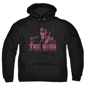 AN OFFCIALLY LICENSED ELVIS PRESLEY THE KING ADULT UNISEX PULLOVER HOODIE BLACK