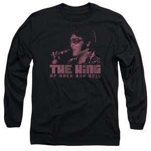 AN OFFCIALLY LICENSED ELVIS PRESLEY THE KING MEN'S LONG SLEEVE T-SHIRT BLACK