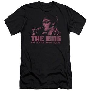 AN OFFCIALLY LICENSED ELVIS PRESLEY THE KING MEN'S PREMIUM SLIM FIT T-SHIRT BLACK