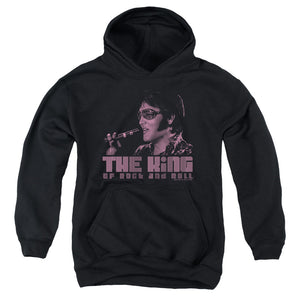 AN OFFCIALLY LICENSED ELVIS PRESLEY THE KING YOUTH HOODIE BLACK