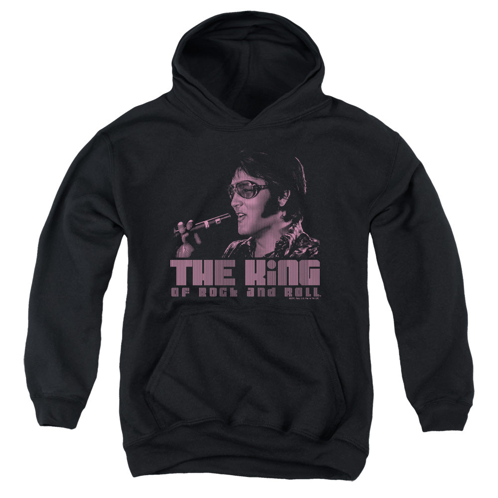 AN OFFCIALLY LICENSED ELVIS PRESLEY THE KING YOUTH HOODIE BLACK