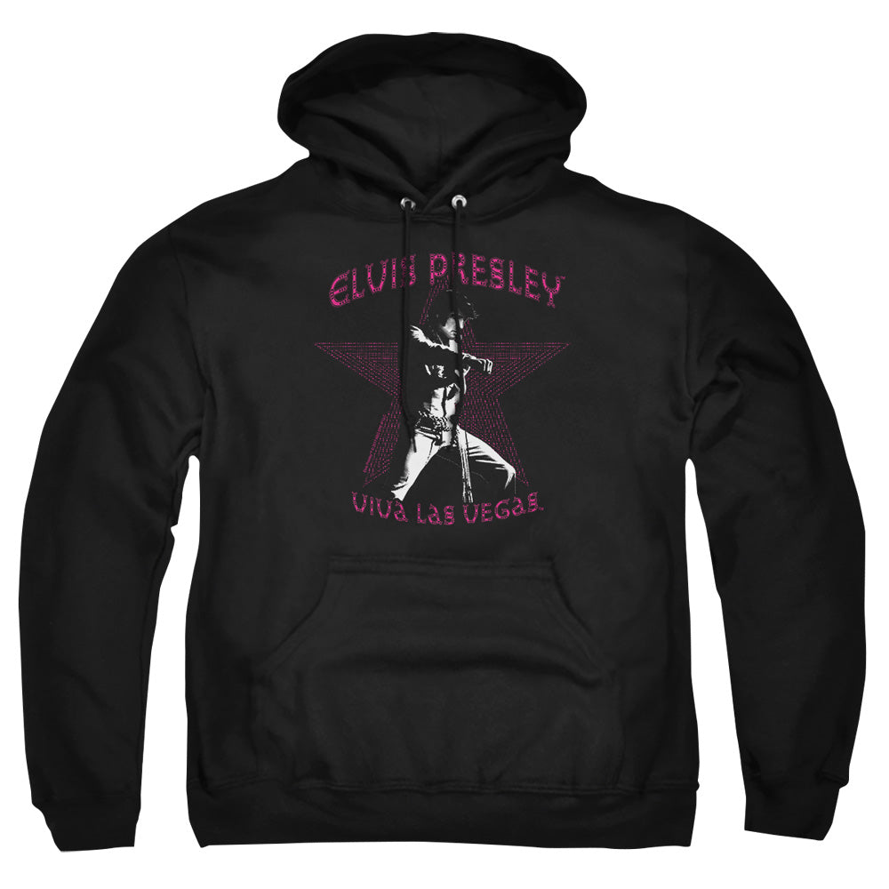 AN OFFCIALLY LICENSED ELVIS PRESLEY VIVA LAS VEGAS STAR ADULT UNISEX PULLOVER HOODIE BLACK