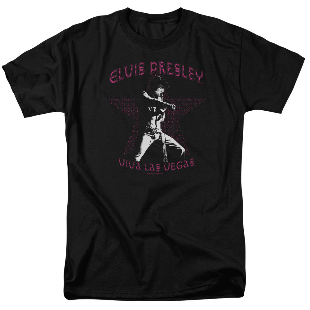 AN OFFCIALLY LICENSED ELVIS PRESLEY VIVA LAS VEGAS STAR MEN'S REGULAR FIT T-SHIRT BLACK