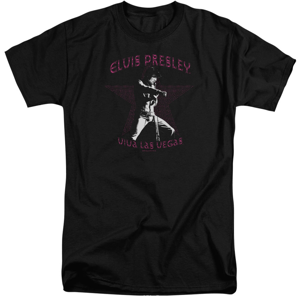 AN OFFCIALLY LICENSED ELVIS PRESLEY VIVA LAS VEGAS STAR MEN'S TALL FIT T-SHIRT BLACK