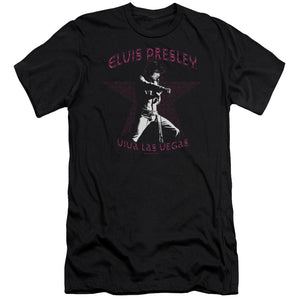 AN OFFCIALLY LICENSED ELVIS PRESLEY VIVA LAS VEGAS STAR MEN'S PREMIUM SLIM FIT T-SHIRT BLACK