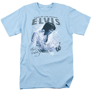 AN OFFCIALLY LICENSED ELVIS PRESLEY BLUE VEGAS MEN'S REGULAR FIT T-SHIRT CAROLINA BLUE