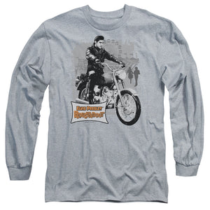 AN OFFCIALLY LICENSED ELVIS PRESLEY ROUSTABOUT POSTER MEN'S LONG SLEEVE T-SHIRT ATHLETIC HEATHER