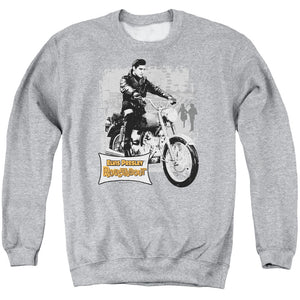 AN OFFCIALLY LICENSED ELVIS PRESLEY ROUSTABOUT POSTER ADULT UNISEX CREWNECK SWEATSHIRT ATHLETIC HEATHER