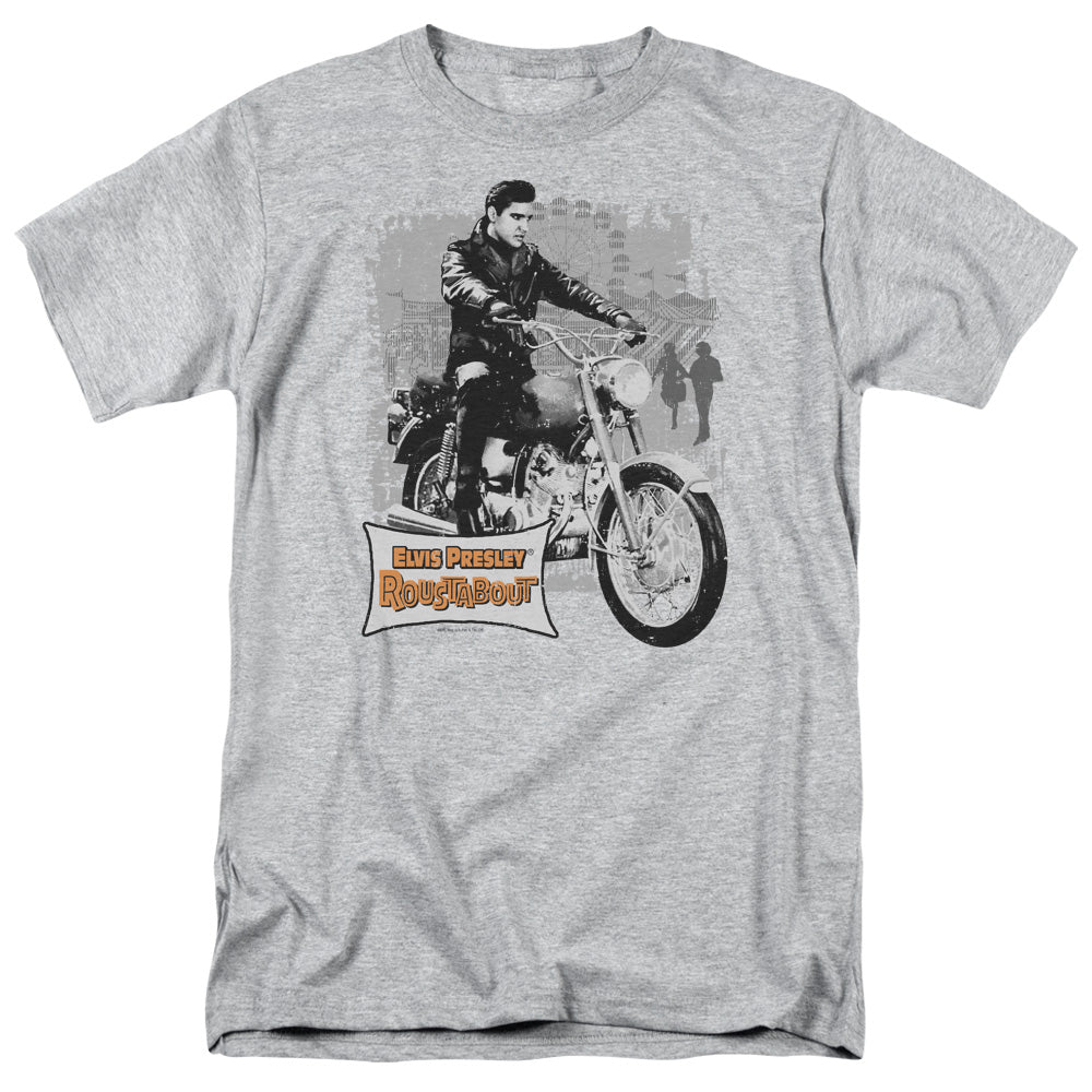 AN OFFCIALLY LICENSED ELVIS PRESLEY ROUSTABOUT POSTER MEN'S REGULAR FIT T-SHIRT ATHLETIC HEATHER