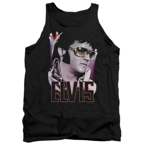 AN OFFCIALLY LICENSED ELVIS PRESLEY 70S STAR ADULT UNISEX TANK TOP BLACK