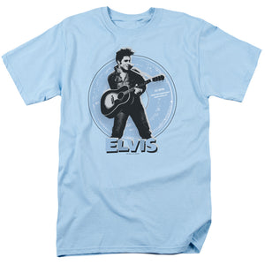 AN OFFCIALLY LICENSED ELVIS PRESLEY 45 RPM MEN'S REGULAR FIT T-SHIRT LIGHT BLUE