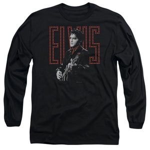 AN OFFCIALLY LICENSED ELVIS PRESLEY RED GUITARMAN MEN'S LONG SLEEVE T-SHIRT BLACK