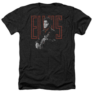 AN OFFCIALLY LICENSED ELVIS PRESLEY RED GUITARMAN MEN'S HEATHER T-SHIRT CHARCOAL