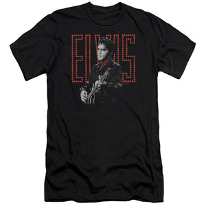 AN OFFCIALLY LICENSED ELVIS PRESLEY RED GUITARMAN MEN'S PREMIUM SLIM FIT T-SHIRT BLACK