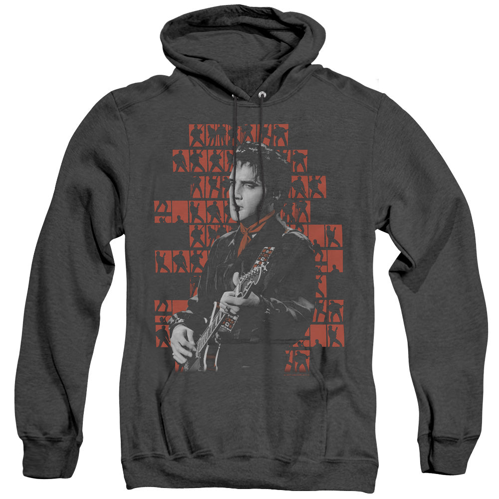AN OFFCIALLY LICENSED ELVIS PRESLEY 1968 ADULT UNISEX HEATHER PULLOVER HOODIE BLACK