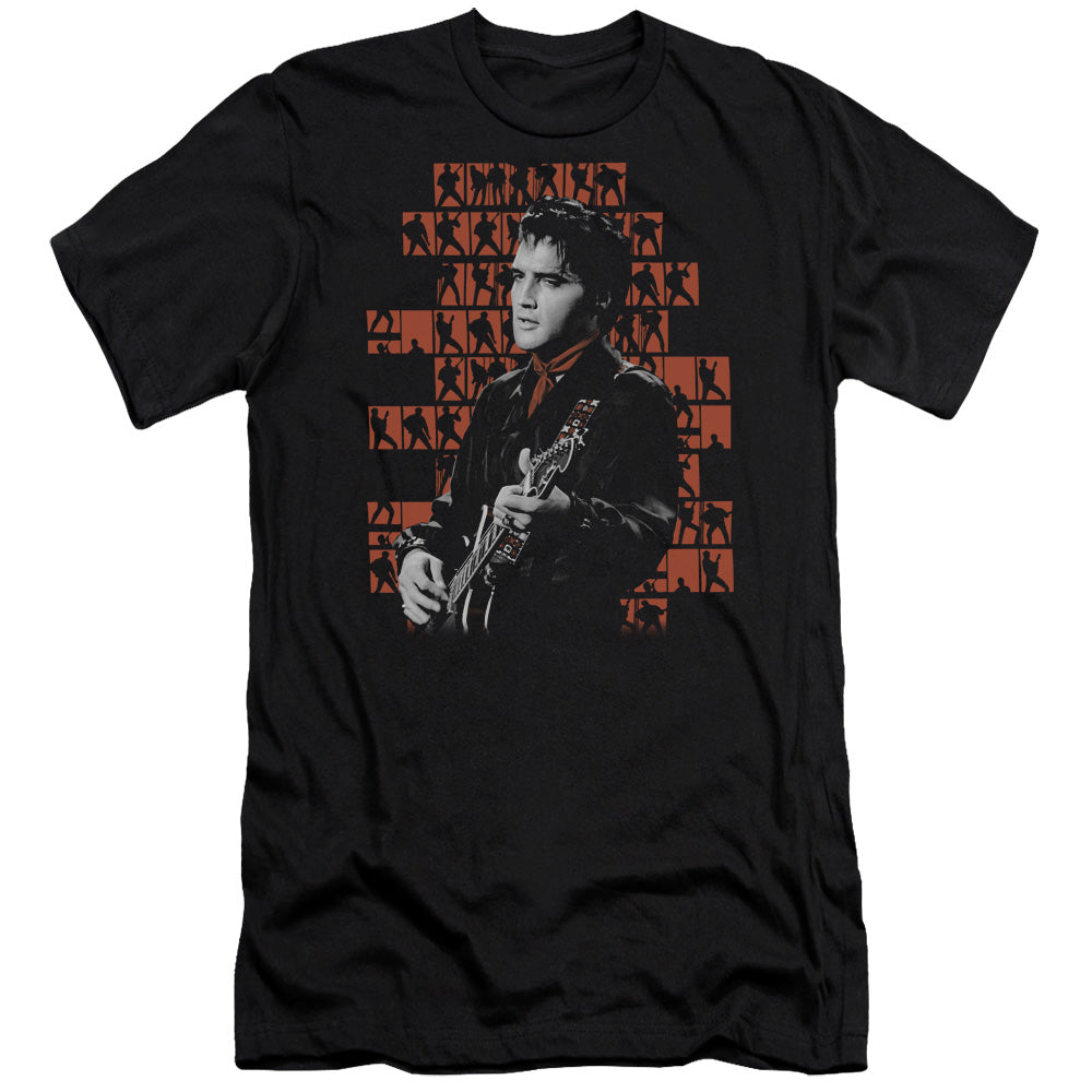 AN OFFCIALLY LICENSED ELVIS PRESLEY 1968 MEN'S PREMIUM SLIM FIT T-SHIRT BLACK
