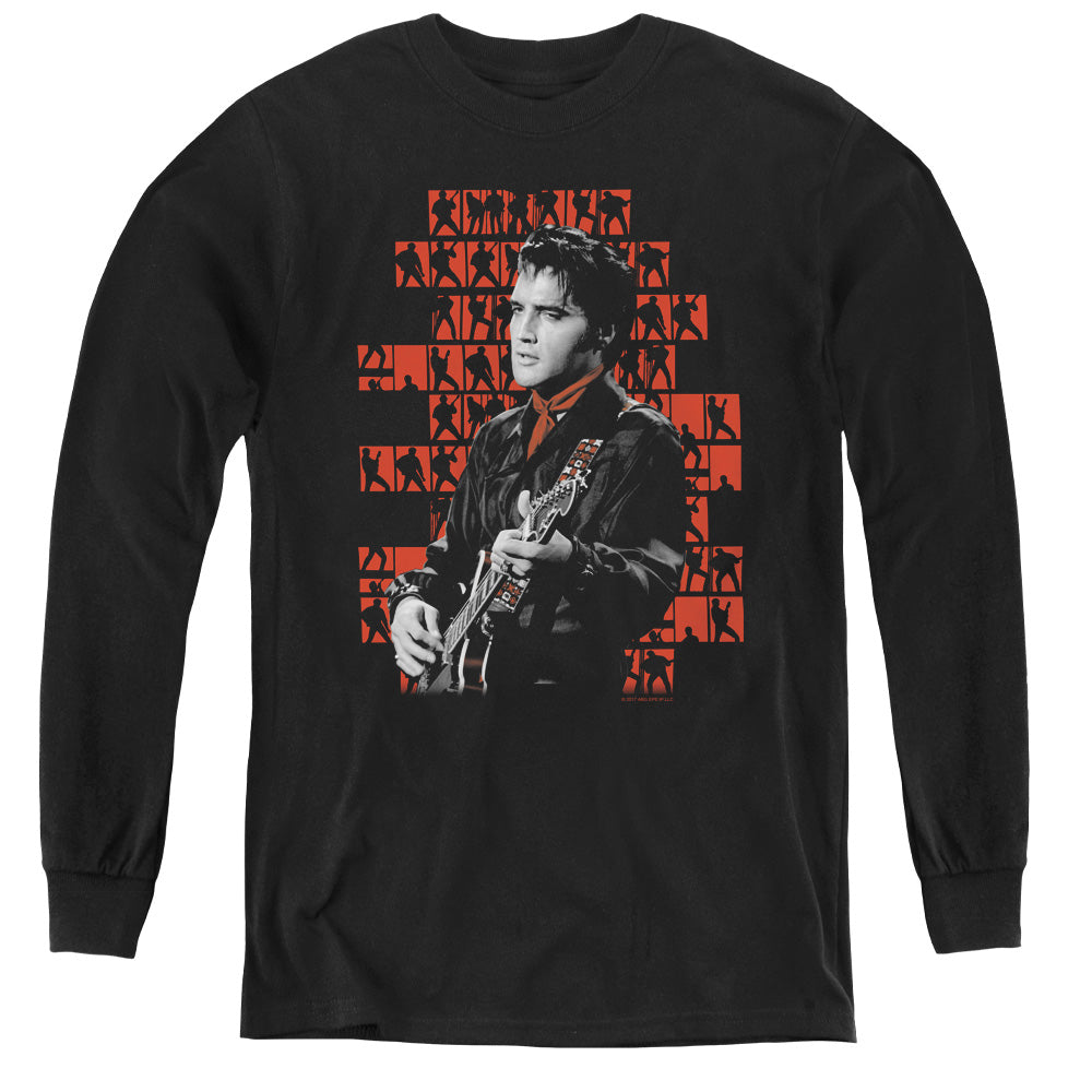 AN OFFCIALLY LICENSED ELVIS PRESLEY 1968 YOUTH LONG SLEEVE T-SHIRT BLACK