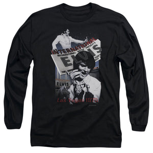 AN OFFCIALLY LICENSED ELVIS PRESLEY INTERNATIONAL HOTEL MEN'S LONG SLEEVE T-SHIRT BLACK