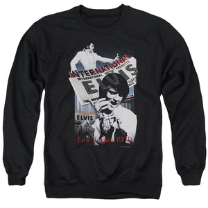 AN OFFCIALLY LICENSED ELVIS PRESLEY INTERNATIONAL HOTEL ADULT UNISEX CREWNECK SWEATSHIRT BLACK