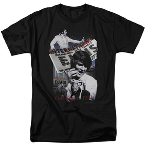 AN OFFCIALLY LICENSED ELVIS PRESLEY INTERNATIONAL HOTEL MEN'S REGULAR FIT T-SHIRT BLACK