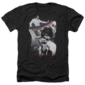 AN OFFCIALLY LICENSED ELVIS PRESLEY INTERNATIONAL HOTEL MEN'S HEATHER T-SHIRT CHARCOAL