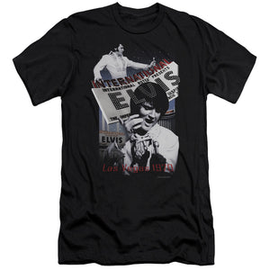 AN OFFCIALLY LICENSED ELVIS PRESLEY INTERNATIONAL HOTEL MEN'S PREMIUM SLIM FIT T-SHIRT BLACK