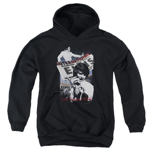 AN OFFCIALLY LICENSED ELVIS PRESLEY INTERNATIONAL HOTEL YOUTH HOODIE BLACK