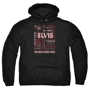 AN OFFCIALLY LICENSED ELVIS PRESLEY WHOLE LOTTA TYPE ADULT UNISEX PULLOVER HOODIE BLACK