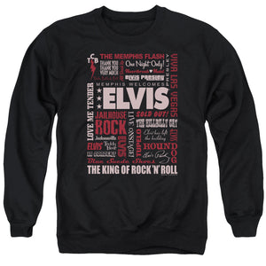 AN OFFCIALLY LICENSED ELVIS PRESLEY WHOLE LOTTA TYPE ADULT UNISEX CREWNECK SWEATSHIRT BLACK