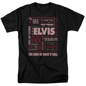 AN OFFCIALLY LICENSED ELVIS PRESLEY WHOLE LOTTA TYPE MEN'S REGULAR FIT T-SHIRT BLACK