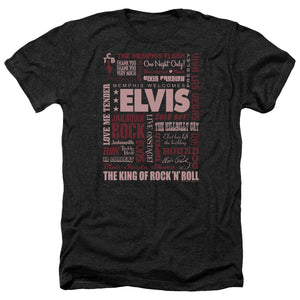 AN OFFCIALLY LICENSED ELVIS PRESLEY WHOLE LOTTA TYPE MEN'S HEATHER T-SHIRT CHARCOAL