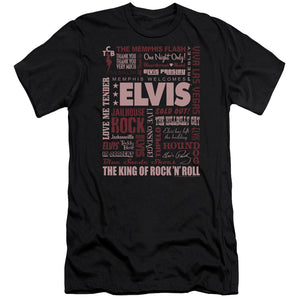 AN OFFCIALLY LICENSED ELVIS PRESLEY WHOLE LOTTA TYPE MEN'S PREMIUM SLIM FIT T-SHIRT BLACK