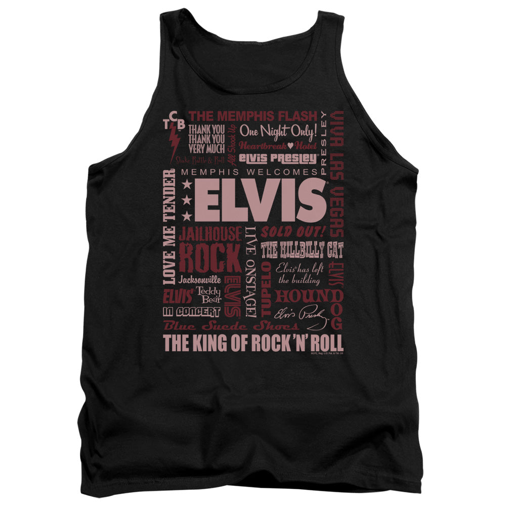 AN OFFCIALLY LICENSED ELVIS PRESLEY WHOLE LOTTA TYPE ADULT UNISEX TANK TOP BLACK