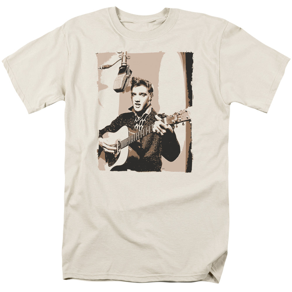 AN OFFCIALLY LICENSED ELVIS PRESLEY SEPIA STUDIO MEN'S REGULAR FIT T-SHIRT CREAM