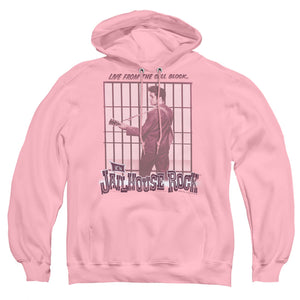 AN OFFCIALLY LICENSED ELVIS PRESLEY CELL BLOCK ROCK ADULT UNISEX PULLOVER HOODIE PINK