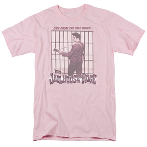 AN OFFCIALLY LICENSED ELVIS PRESLEY CELL BLOCK ROCK MEN'S REGULAR FIT T-SHIRT PINK