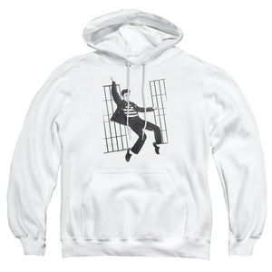 AN OFFCIALLY LICENSED ELVIS PRESLEY JAILHOUSE ROCK ADULT UNISEX PULLOVER HOODIE WHITE