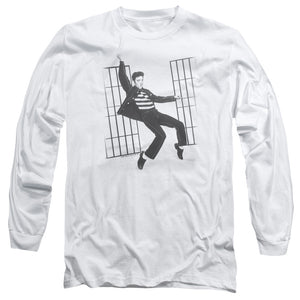 AN OFFCIALLY LICENSED ELVIS PRESLEY JAILHOUSE ROCK MEN'S LONG SLEEVE T-SHIRT WHITE