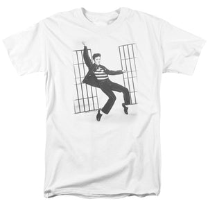 AN OFFCIALLY LICENSED ELVIS PRESLEY JAILHOUSE ROCK MEN'S REGULAR FIT T-SHIRT WHITE