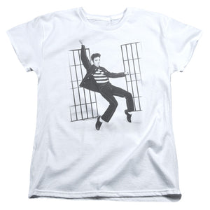 AN OFFCIALLY LICENSED ELVIS PRESLEY JAILHOUSE ROCK WOMEN'S REGULAR FIT T-SHIRT WHITE
