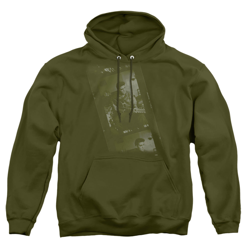 AN OFFCIALLY LICENSED ELVIS PRESLEY ARMY ADULT UNISEX PULLOVER HOODIE MILITARY GREEN