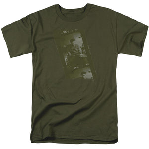 AN OFFCIALLY LICENSED ELVIS PRESLEY ARMY MEN'S REGULAR FIT T-SHIRT MILITARY GREEN