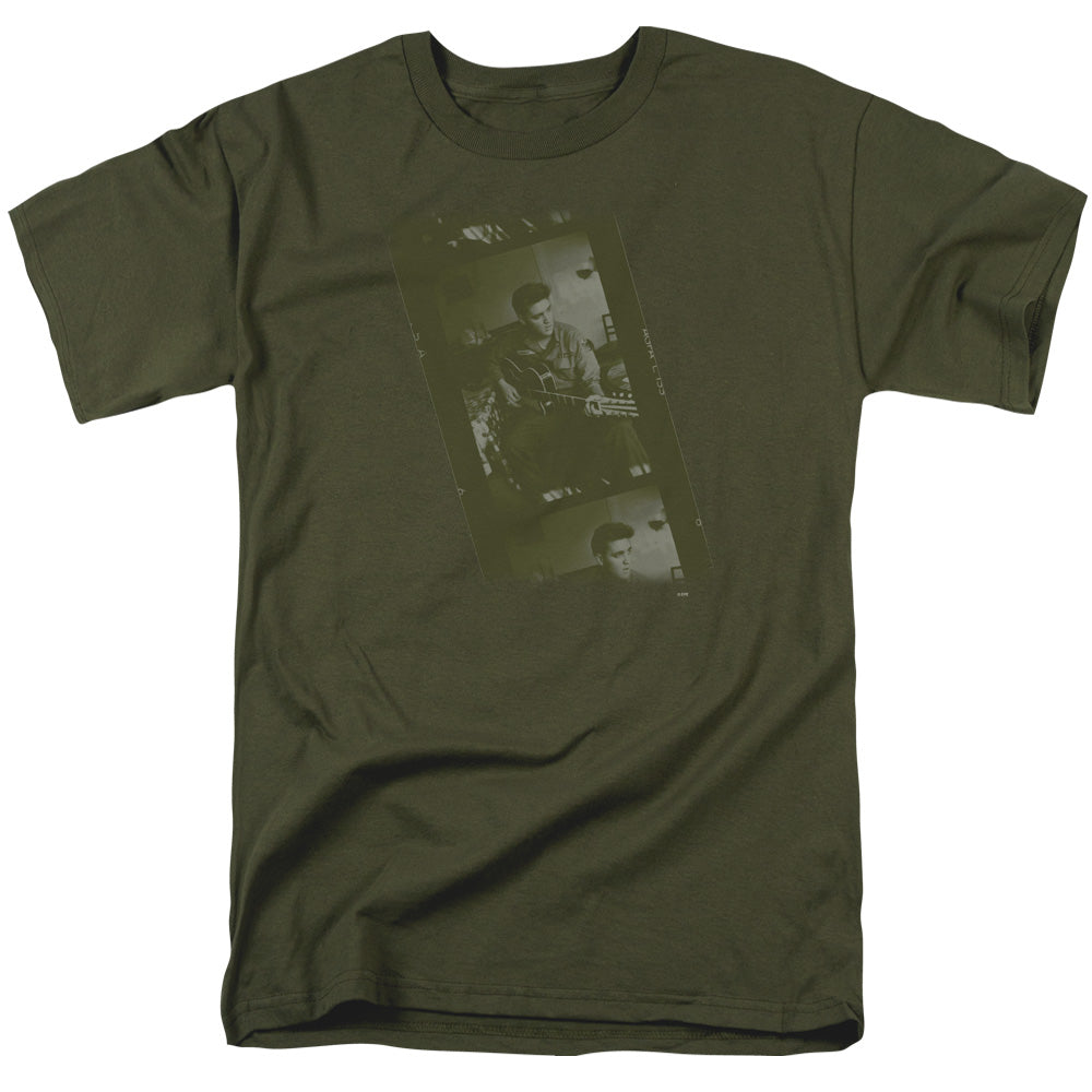 AN OFFCIALLY LICENSED ELVIS PRESLEY ARMY MEN'S REGULAR FIT T-SHIRT MILITARY GREEN