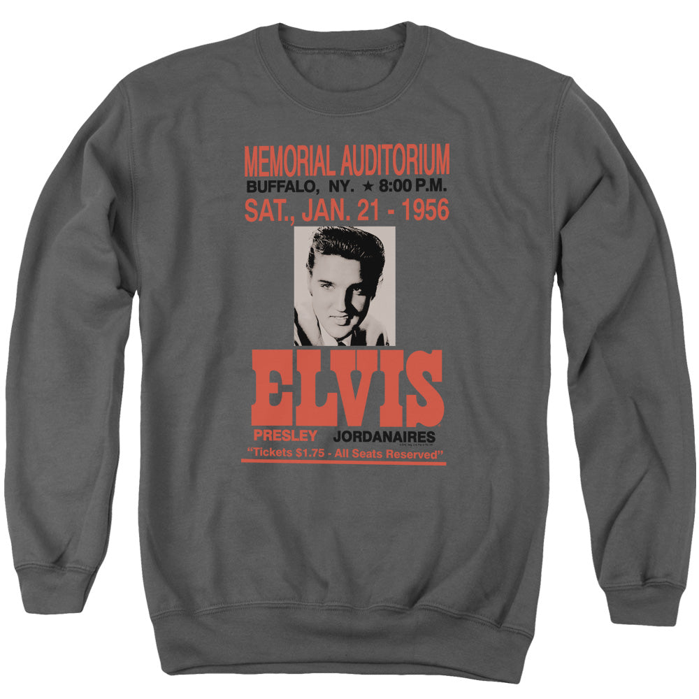 AN OFFCIALLY LICENSED ELVIS PRESLEY BUFFALO 1956 ADULT UNISEX CREWNECK SWEATSHIRT CHARCOAL