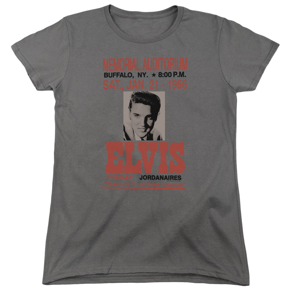 AN OFFCIALLY LICENSED ELVIS PRESLEY BUFFALO 1956 WOMEN'S REGULAR FIT T-SHIRT CHARCOAL